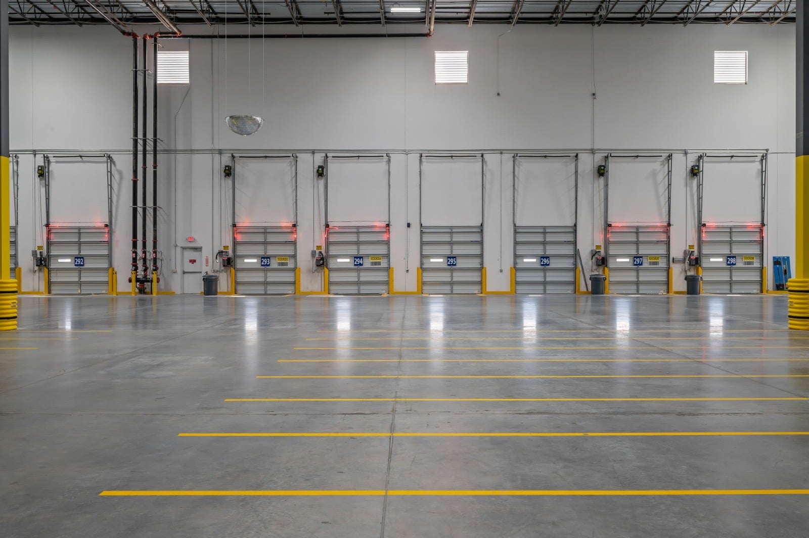 Row of loading dock doors
