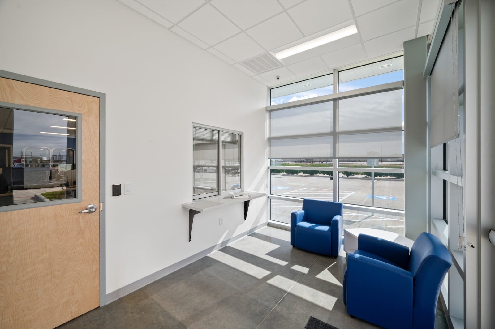 Office vestibule with sealed concrete floor