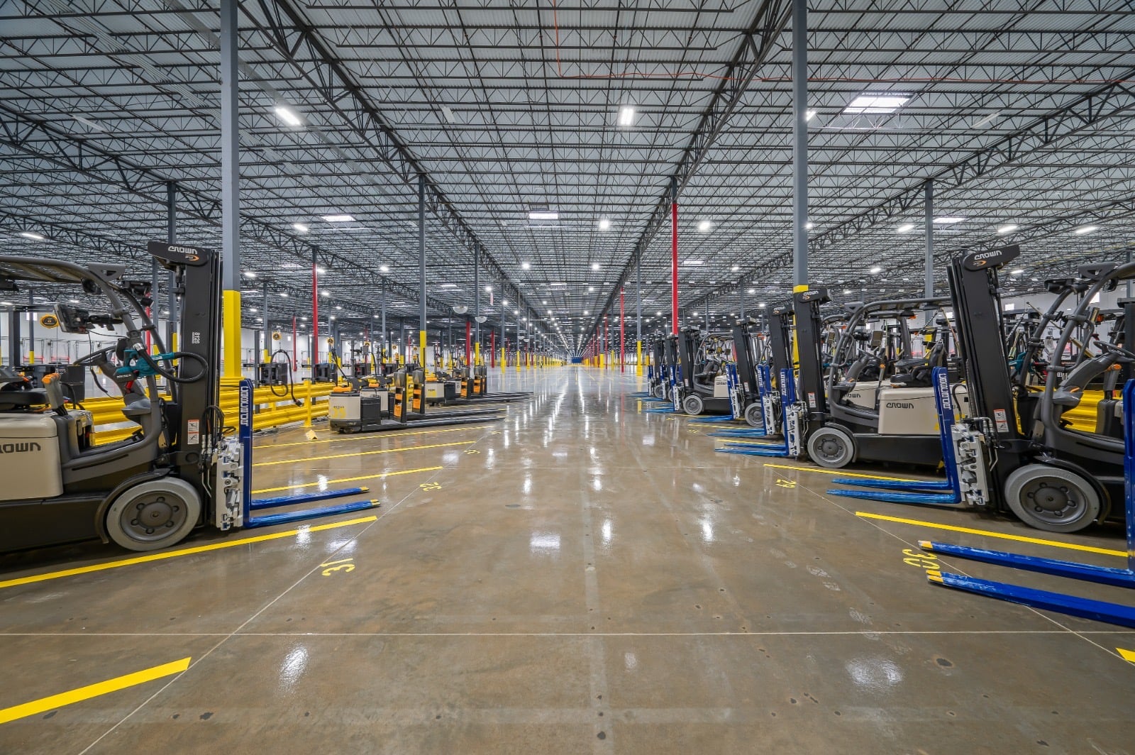 Sealed concrete floor in a distribution facility equipment area